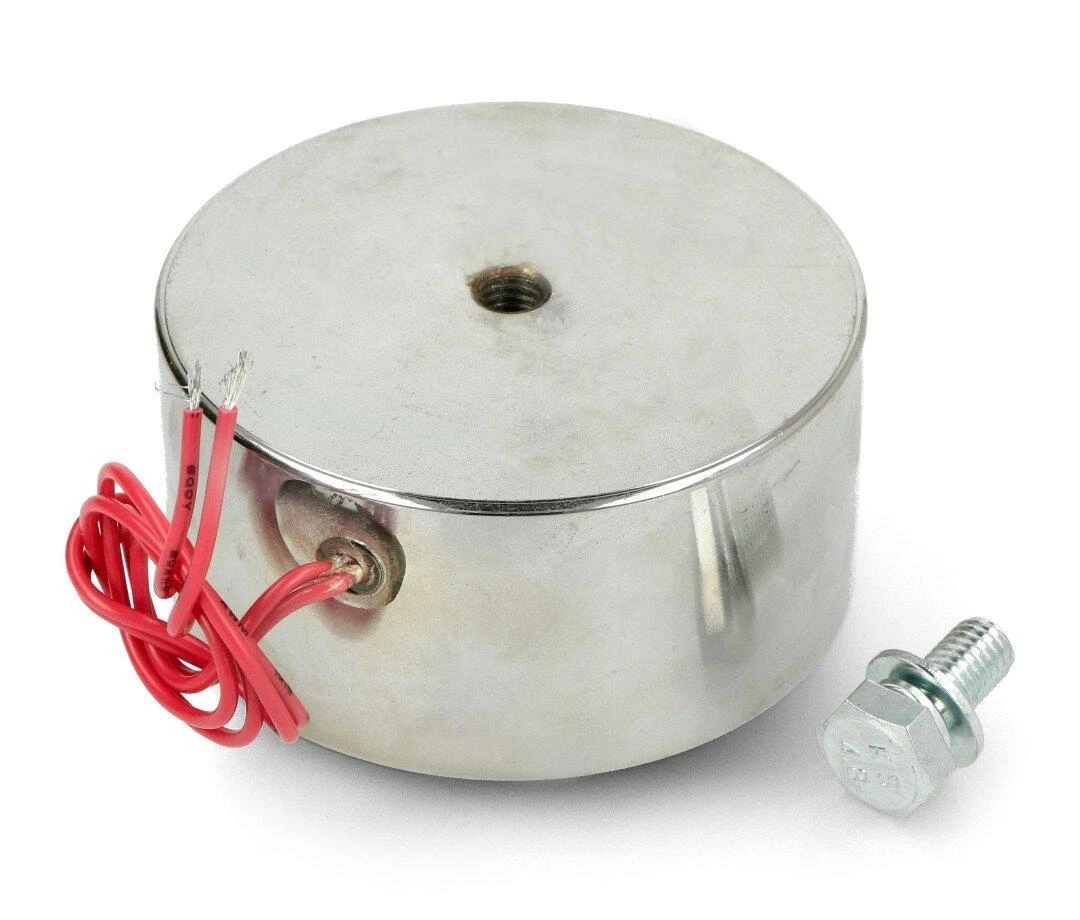Apvalus 12V elektromagnetas su laidais ir varžtu