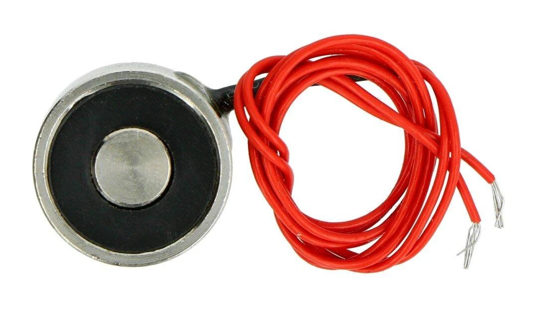 12V elektromagnetas su raudonais laidais