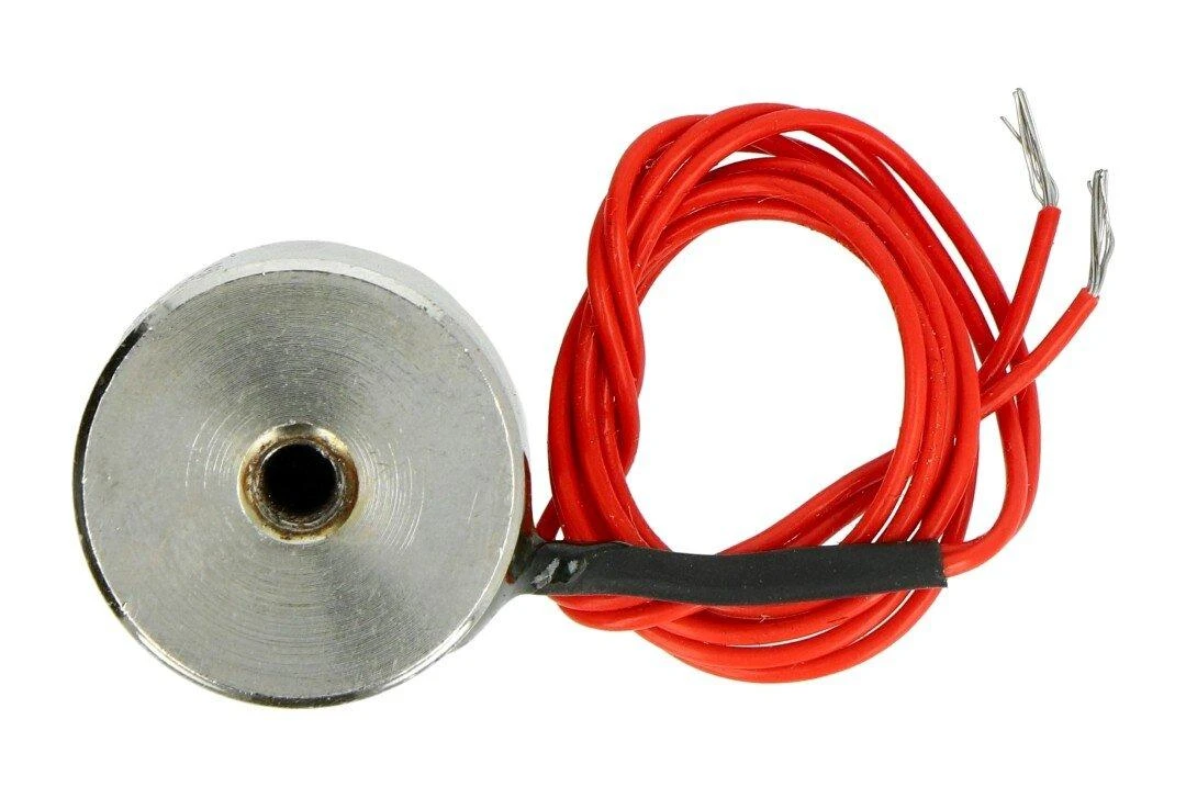 Apvalus 12V 1W elektromagnetas su raudonais laidais