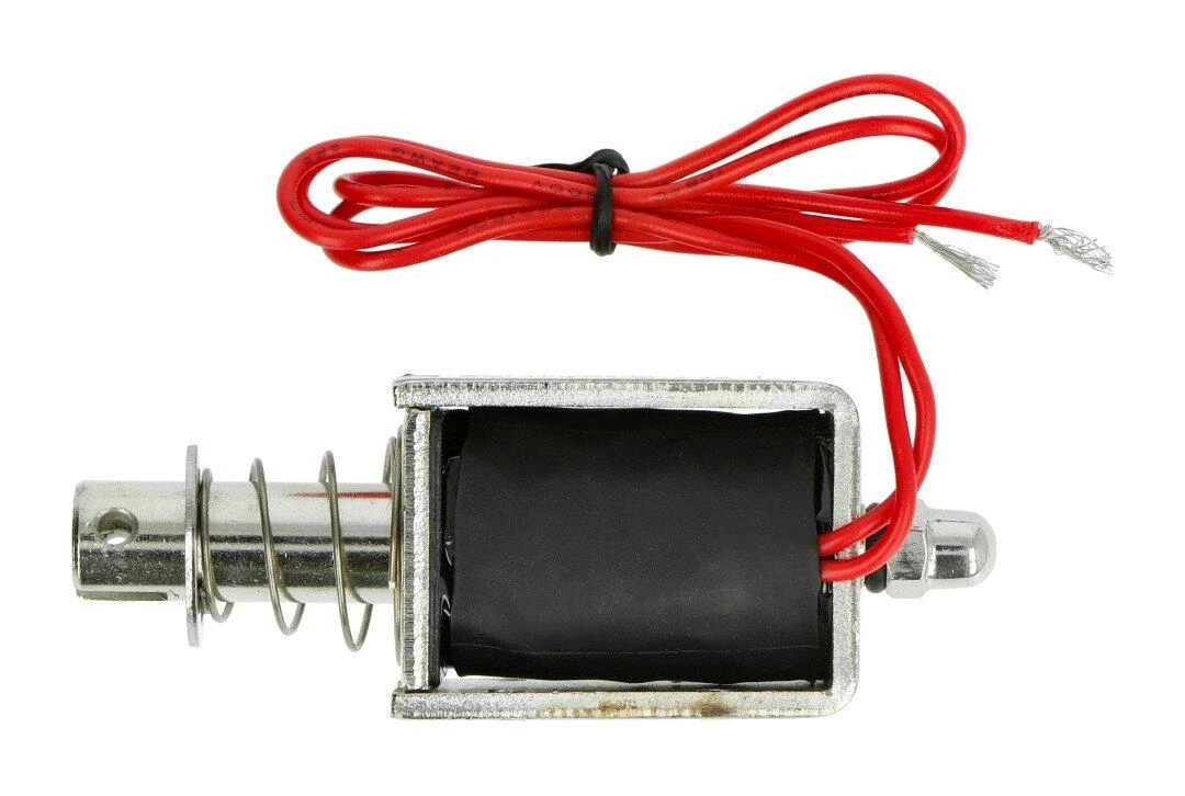 12V stūmoklinis elektromagnetas su spyruokle