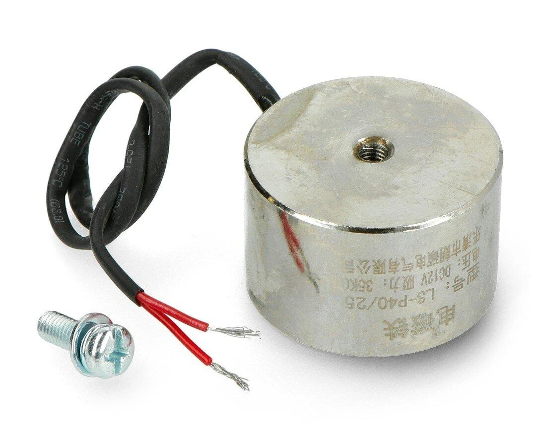 Metalinis 12V elektromagnetas su tvirtinimo varžtu