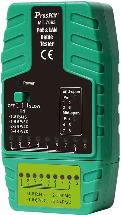 Proskit PoE ir LAN tinklų kabelių testeris, RJ11/RJ12/RJ45, Pros'sKIt