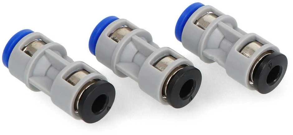 Trys PTFE vamzdžių jungtys 3D spausdintuvams