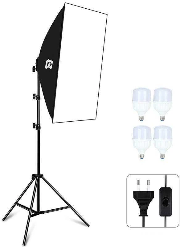 Studijos komplektas Puluz softbox 50x70cm, trikojis, LED lemputė 4 vnt PU5071EU