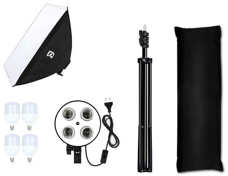Studijos komplektas Puluz softbox 50x70cm, trikojis, LED lemputė 4 vnt PU5071EU