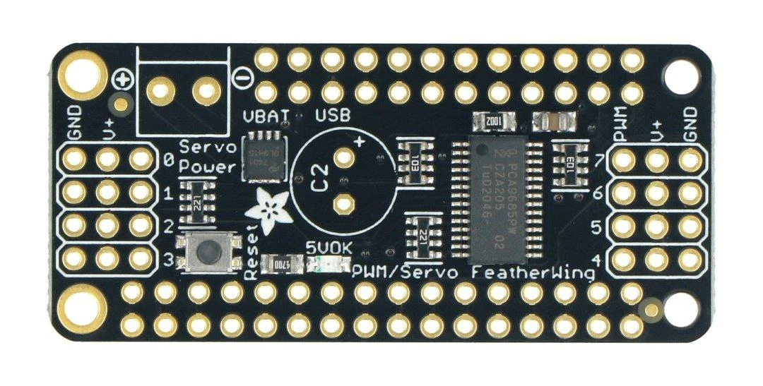PCA9685 FeatherWing plokštė su 8 kanalų PWM valdymu