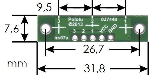 QTR-3A atspindinti jutiklio juostelė - analoginė - Pololu 2456