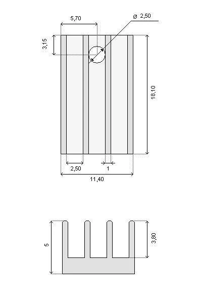 Oem RAD18 radiatoriaus techninė schema