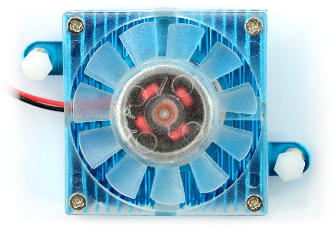 Radiatorius su ventiliatoriumi, skirtas Odroid XU-4 - mėlynas