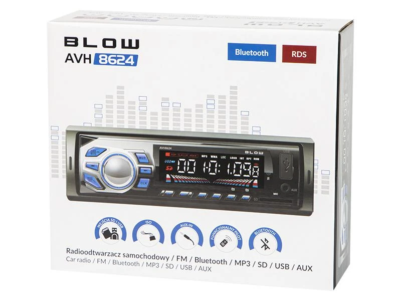 Automagnetola BLOW 78-269 radijas AVH-8624 MP3/USB/SD/MMC/BLUETOOTH + REMOTE