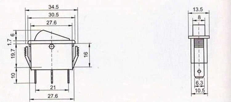 Oem Raktinis jungiklis KCD3-101N - ON/OFF - 16A - 220V - 3 PIN