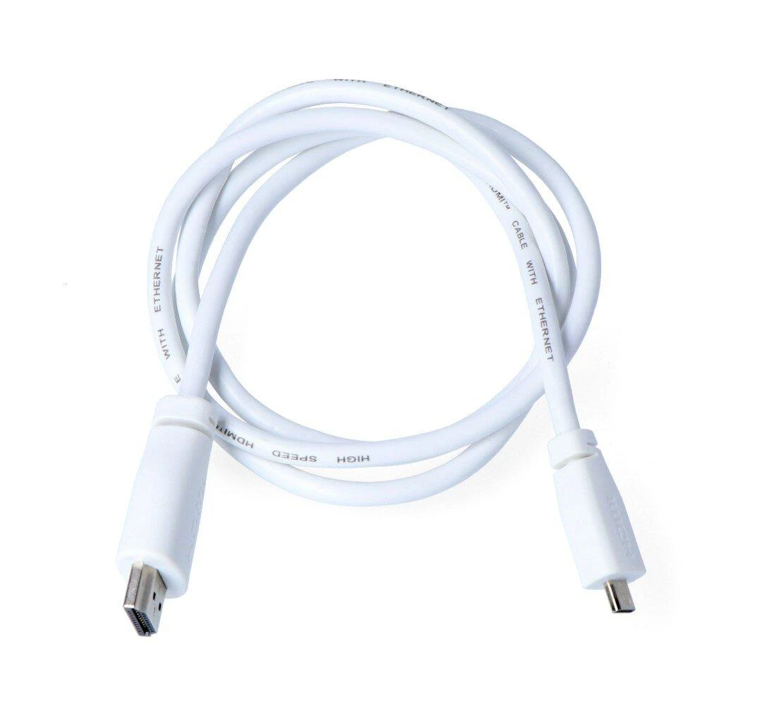 Raspberry MicroHDMI - HDMI kabelis 2m Baltas