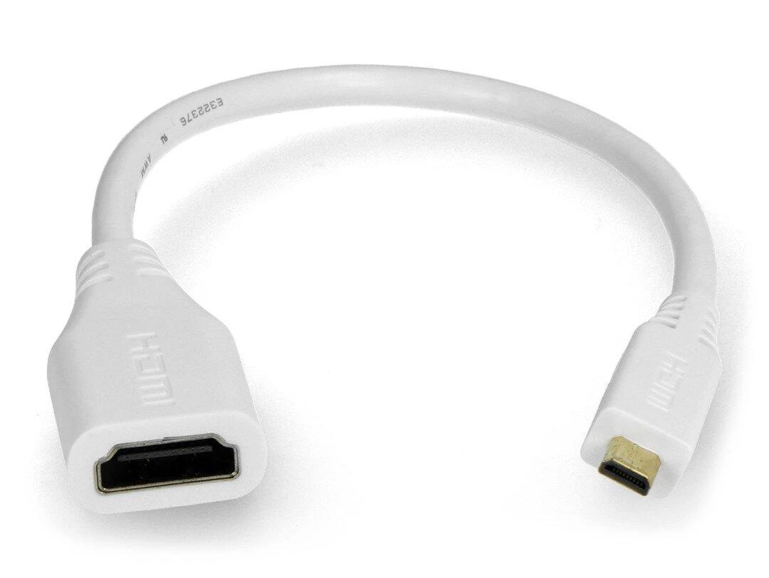 MicroHDMI į HDMI trumpas baltas adapteris