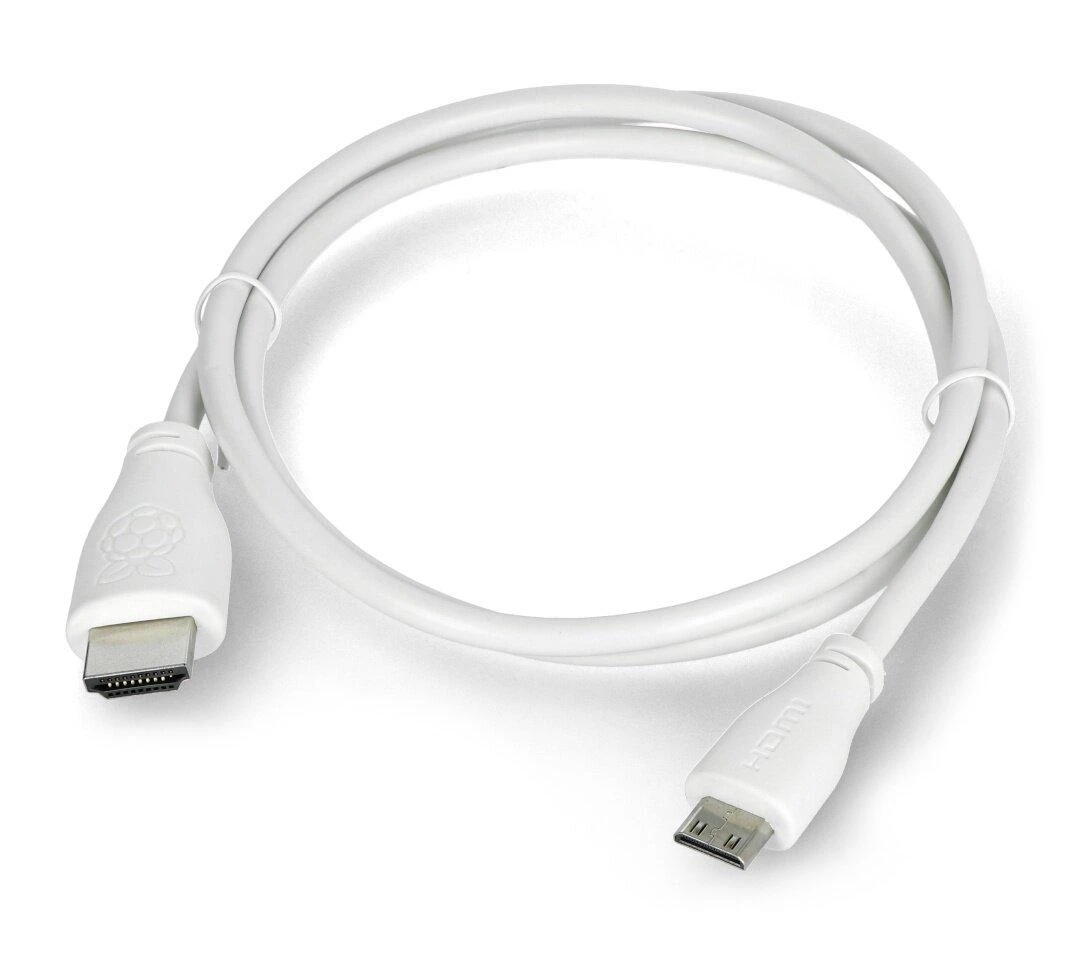 Baltas Micro HDMI laidas su Raspberry Pi ženklinimu