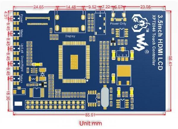 Waveshare Varžinis lietimui jautrus ekranas Raspberry Pi mikrokompiuteriui - LCD IPS 3.5
