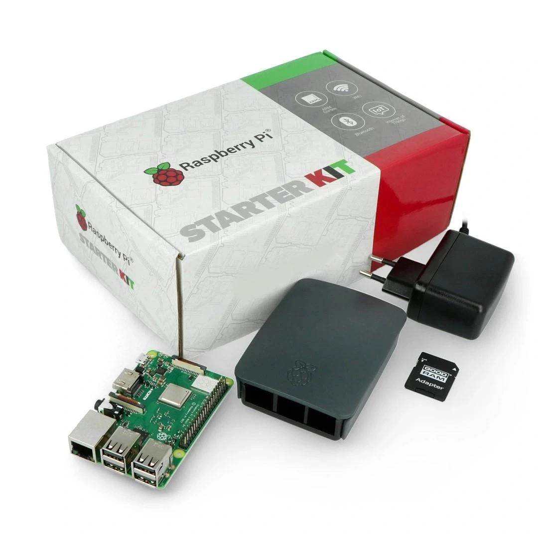 Raspberry Pi 3B+ WiFi + 32GB Micro SD + oficialūs priedai