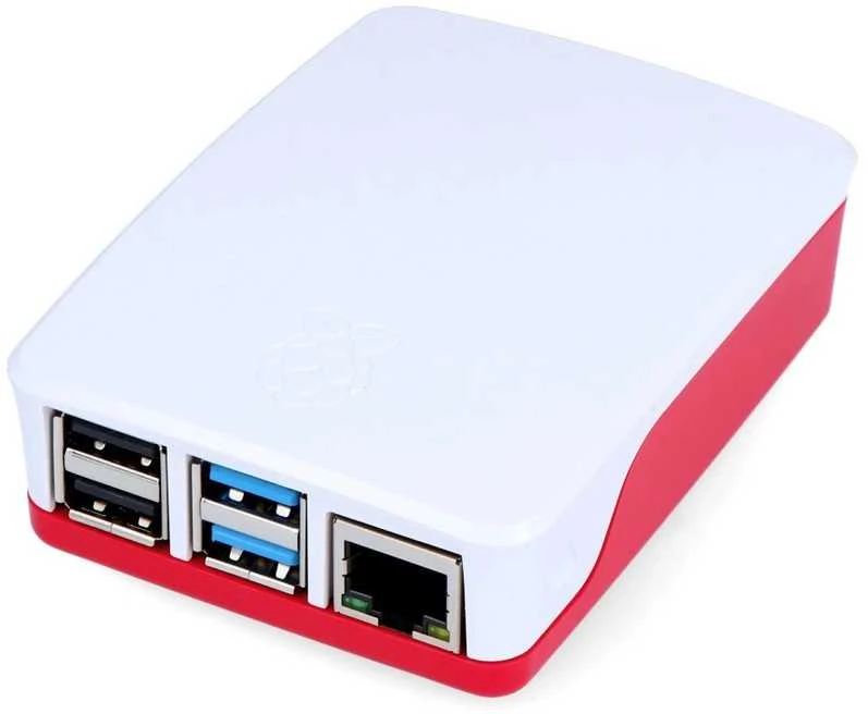 Raspberry Pi 4 oficiali dėžutė - raudonai balta