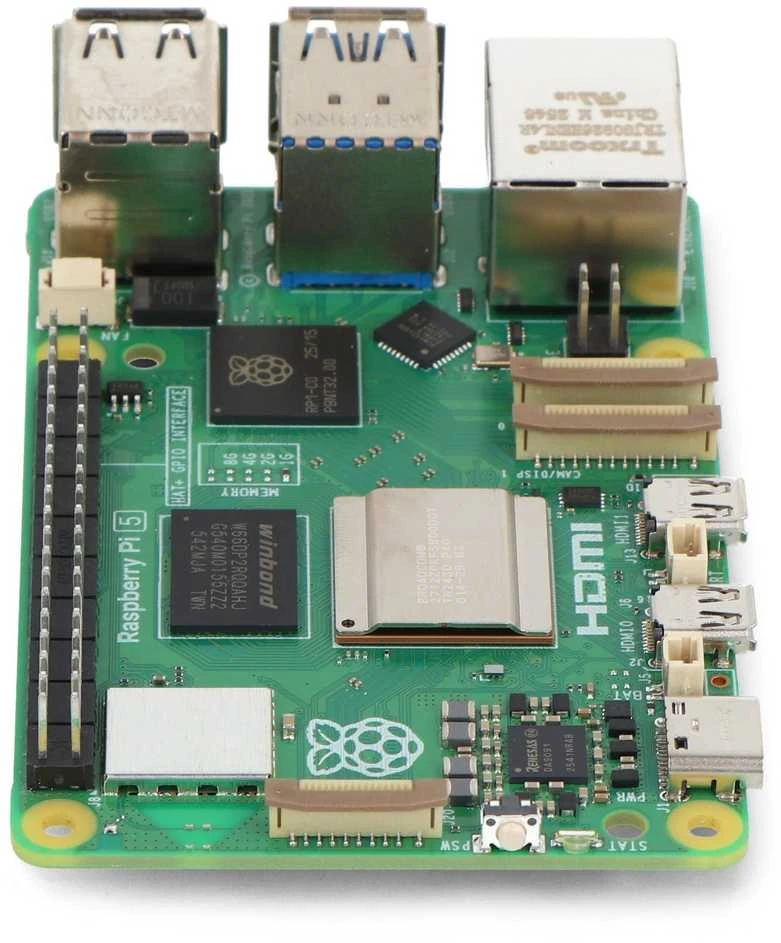 Raspberry Pi 5 plokštės detalės
