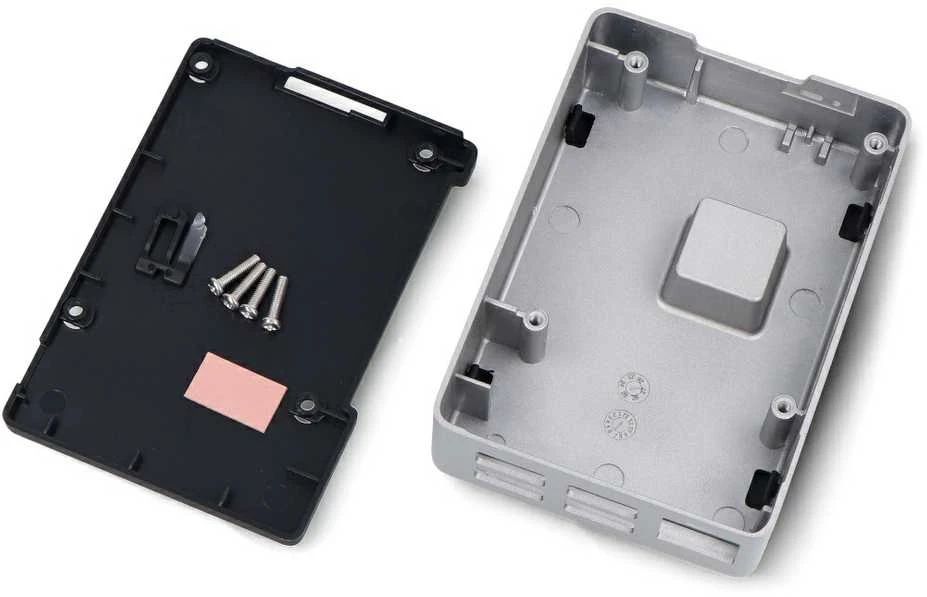 Oem Raspberry Pi 5 dėklas – aliuminis – sidabrinė-juoda – Flirc
