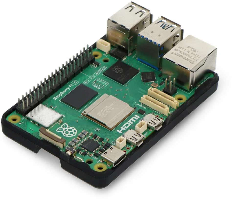 Raspberry Pi 5 juodas silikoninis dėklas