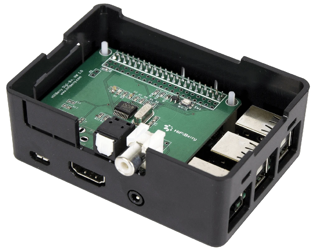 HiFiBerry ir Raspberry Pi modelių 3/2/B+ dėklas, universalus juodas