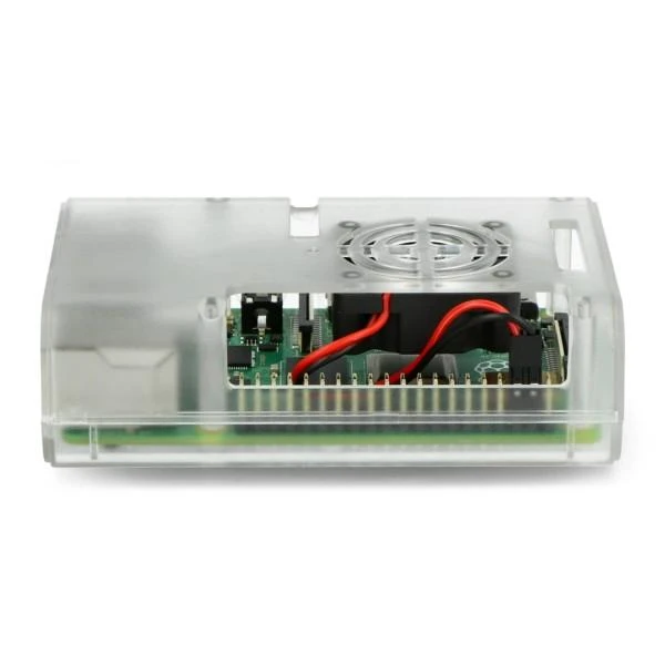 Skaidrus Raspberry Pi 4B dėklas su ventiliatoriumi