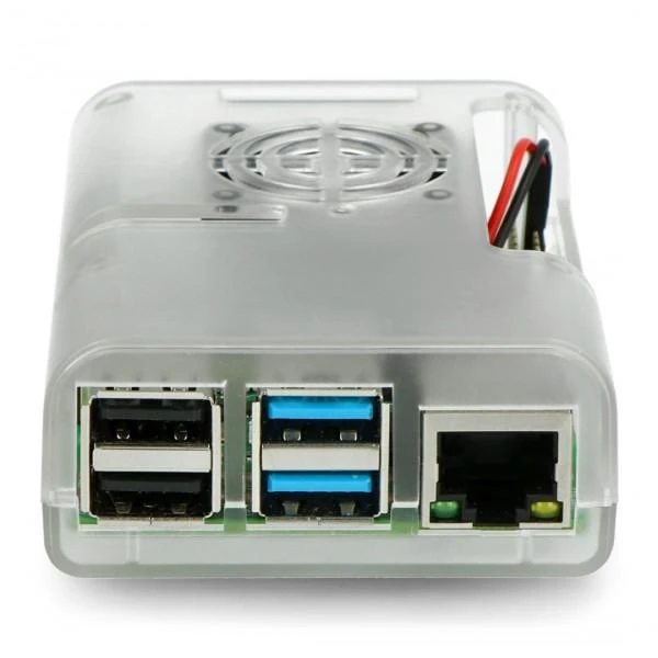 Raspberry Pi 4B dėklas justPi su ventiliatoriumi – skaidrus
