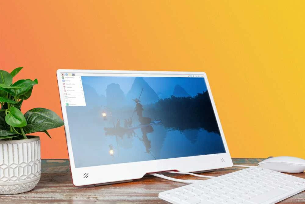 Raspberry Pi monitorius – 15.6 colio IPS LCD ekranas 1920x1080 pikselių HDMI + USB – raudona ir balta