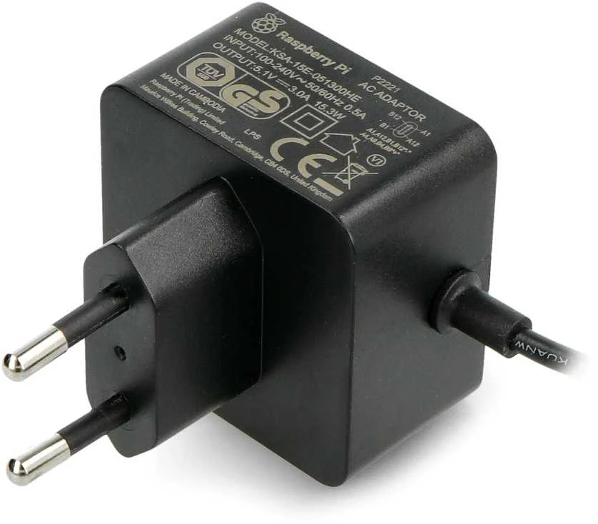 Raspberry Pi oficialus maitinimo šaltinis USB-C 5.1V 3A - Juodas