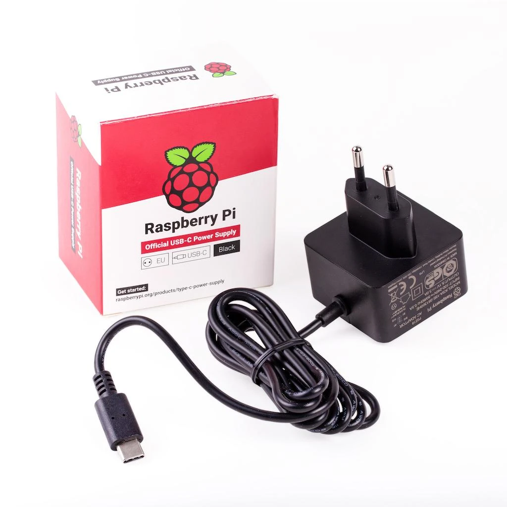 Raspberry Pi USB-C maitinimo adapteris su pakuote