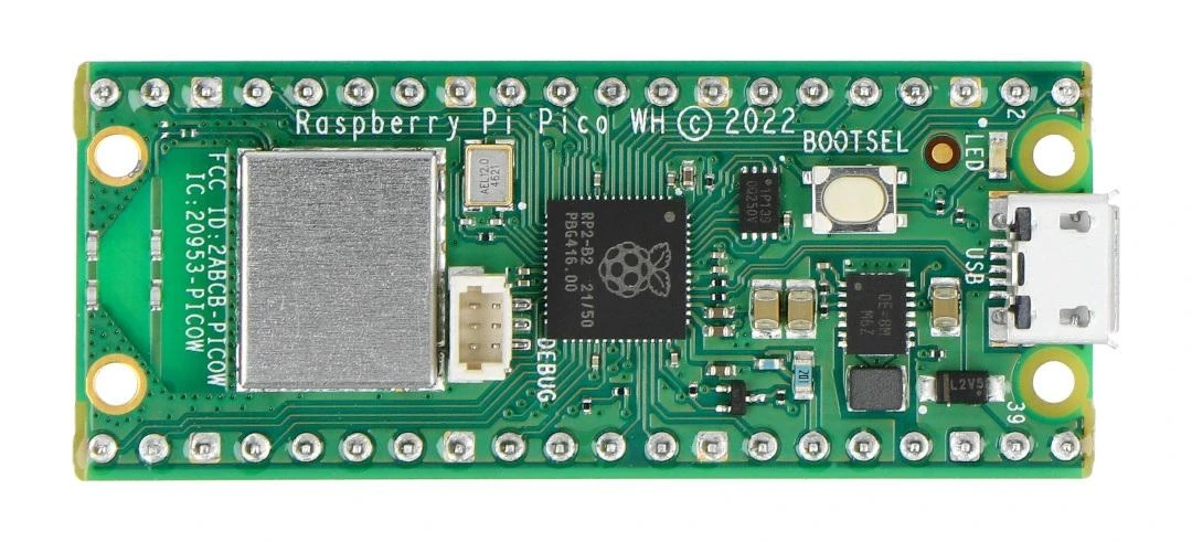 Raspberry Pi Pico WH viršutinės dalies vaizdas