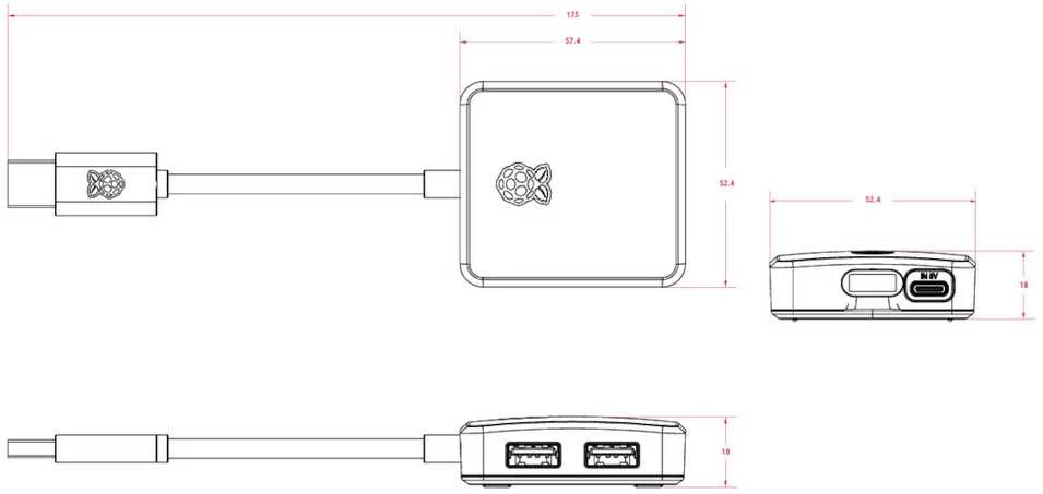 Raspberry Pi USB 3 Hub – 4 prievadų USB šakotuvas