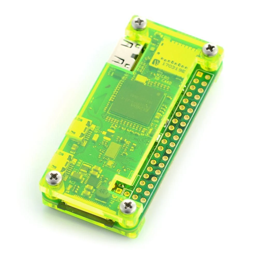 Raspberry Pi Zero žalias skaidrus dėklas