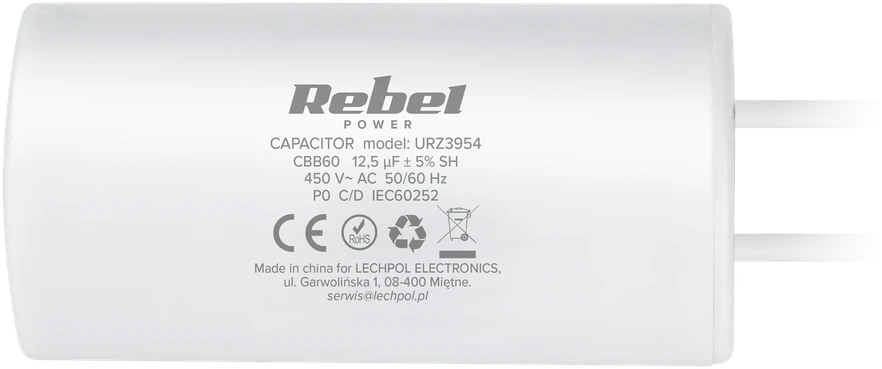 Rebel 12,5uF 450V kondensatorius vienfaziams varikliams