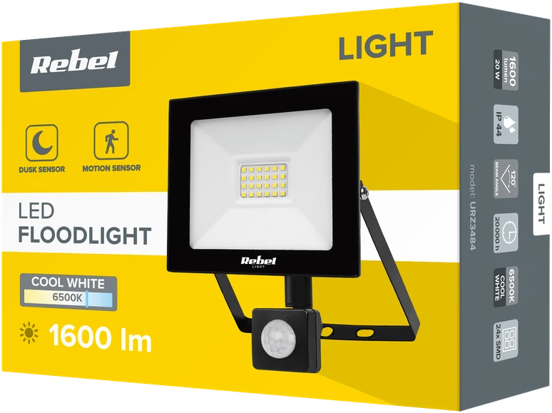 Rebel 20 W 6500 K LED prožektorius su prieblandos jutikliu
