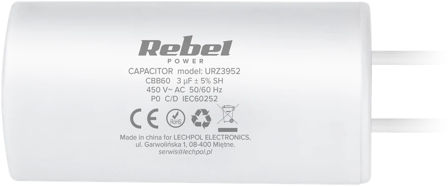 Rebel 3uF 450V kondensatorius vienfaziams varikliams