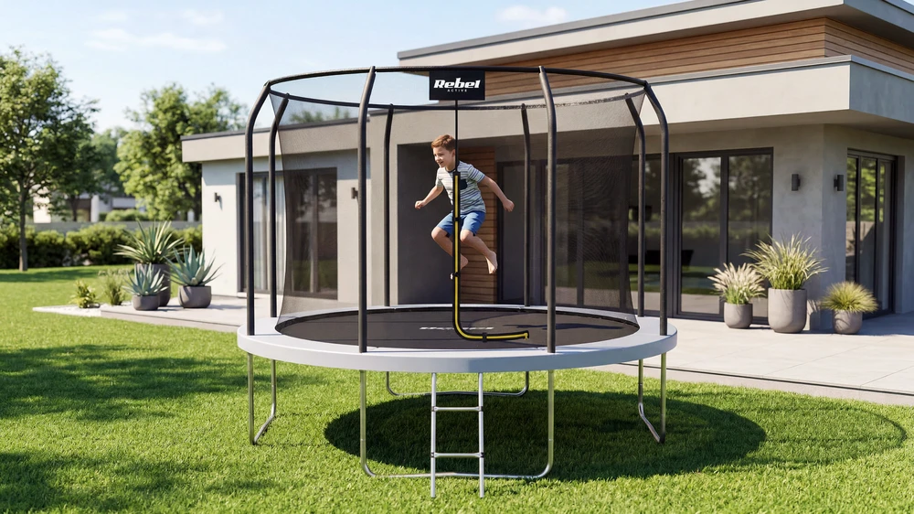 Trampolina Rebel Active PRO batutas 10ft / 305cm, tinklas, kopėčios
