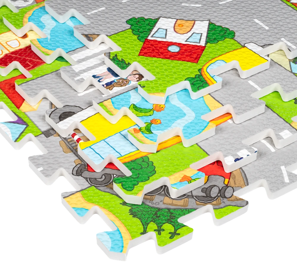 Rebel Mata Edukacinis kilimėlis vaikams, dėlionė 120 x 120 cm, automobiliukai
