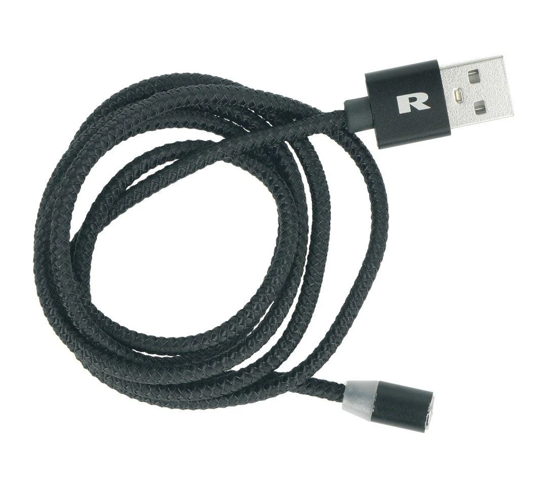 Rebel Magnetinis USB kabelis 3in1 microUSB USB C Lightning 1m Juodas