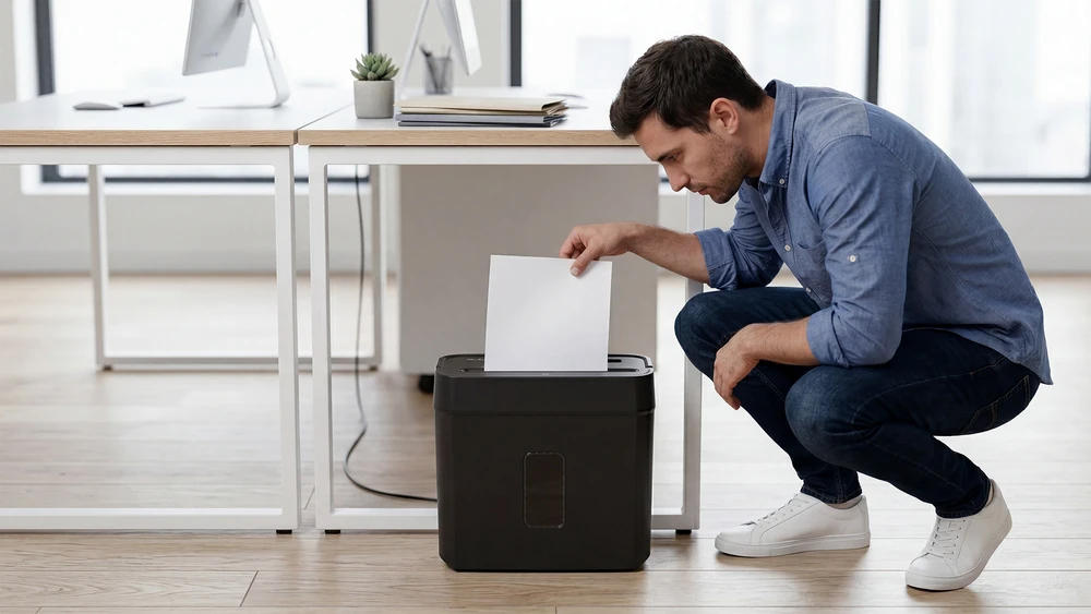 Rebel Niszczarka P-4 GDPR 4 lapų kompaktiškas dokumentų smulkintuvas, 8 l