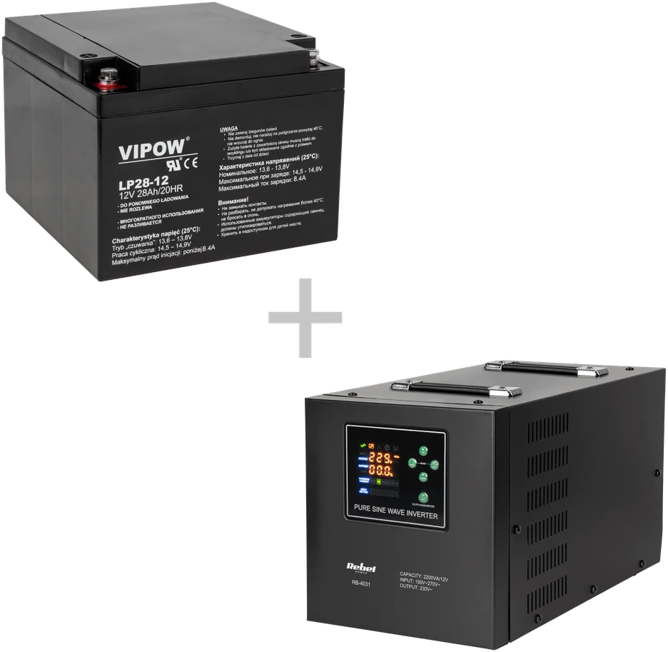 Rebel POWER-2200-LFP4 nepertraukiamo maitinimo šaltinis (UPS) – grynos sinusinės bangos keitiklis su įkrovimo funkcija 12 V 230 V 2200 VA / 1600 W
