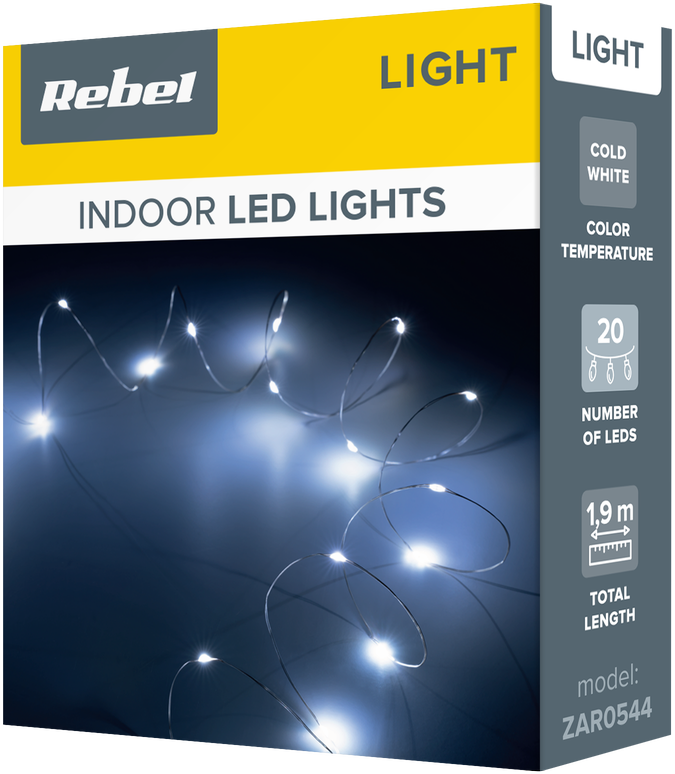 Rebel Šviesos lempos - 20 mini LED - šaltai balta