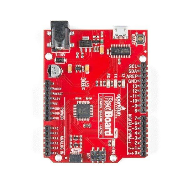 RedBoard Qwiic mikroschema - vaizdas iš viršaus