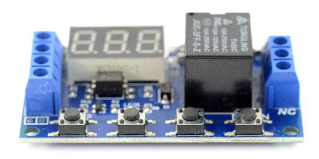 Oem Relės modulis 1 kanalo su uždelsimu - 10A/250VAC kontaktai - 5V ritė
