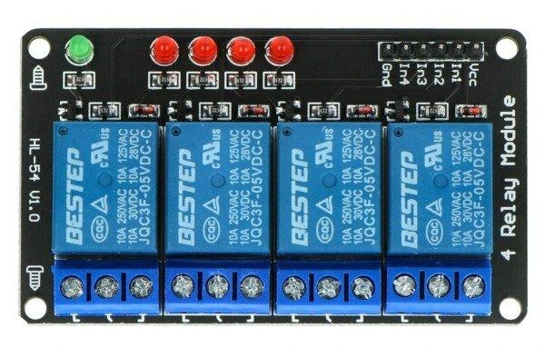4 kanalų 5V relės modulis su LED indikacija