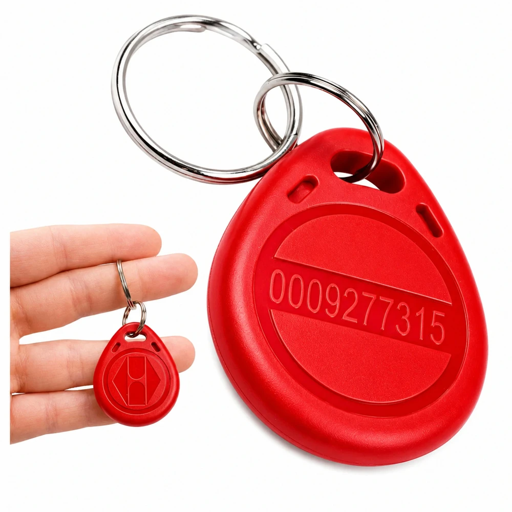 RFID raktų pakabukas 125KHz raudonas NFC bekontaktis unikalus domofonas x10 vnt