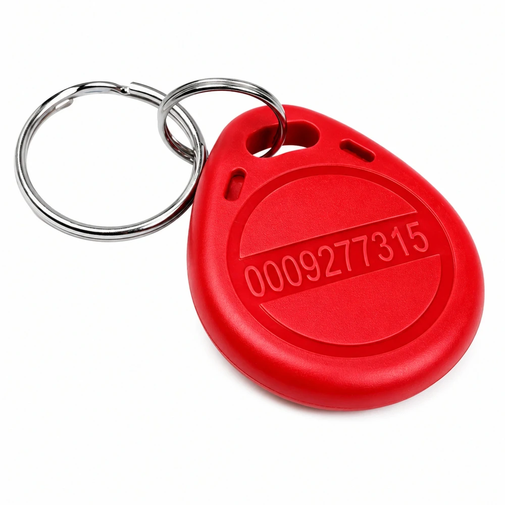RFID raktų pakabukas 125KHz raudonas NFC bekontaktis unikalus domofonas x10 vnt