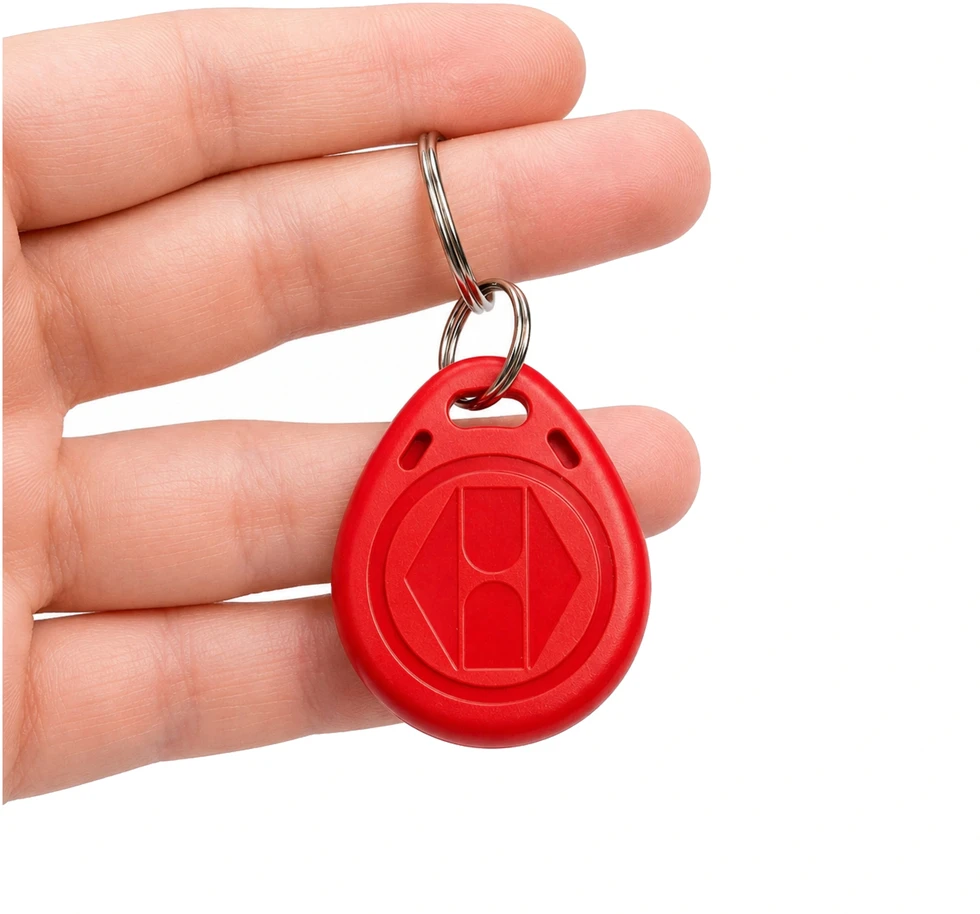 RFID raktų pakabukas 125KHz raudonas NFC bekontaktis unikalus domofonas x10 vnt