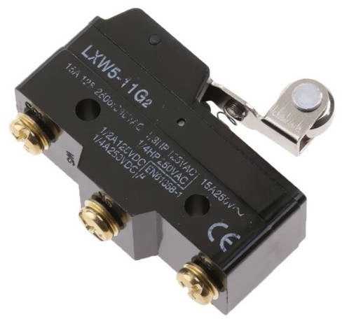 Ribinis jungiklis 15A - 380VAC - LXW5-11G2 - 40 mm svirtis su ritinėliu