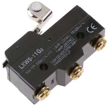Ribinis jungiklis 15A - 380VAC - LXW5-11G2 - 40 mm svirtis su ritinėliu